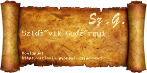 Szlávik Györgyi névjegykártya
