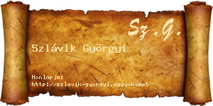 Szlávik Györgyi névjegykártya